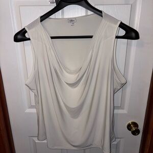 Avenue Cream Sleeveless Drape Blouse